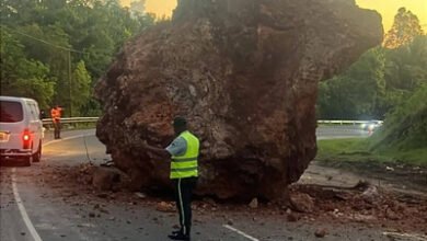 Photo of Roca de gran tamaño cae en la Autopista del Nordeste
