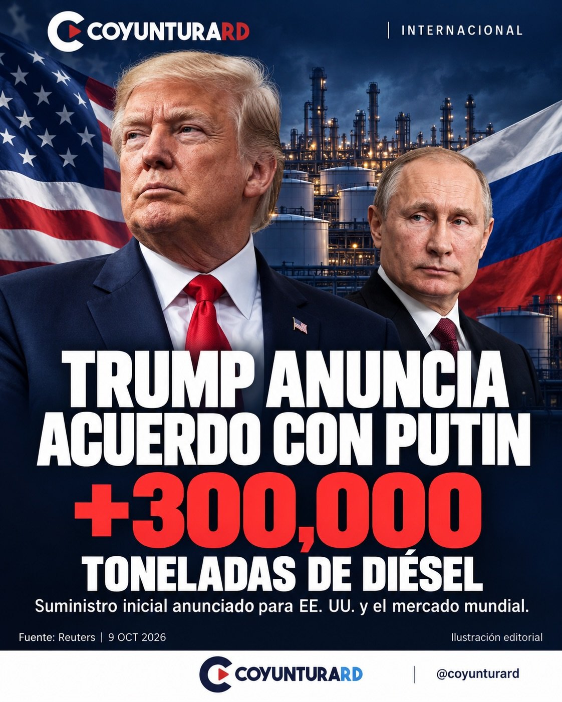 Donald Trump durante el anuncio relacionado con el suministro de diésel ruso.