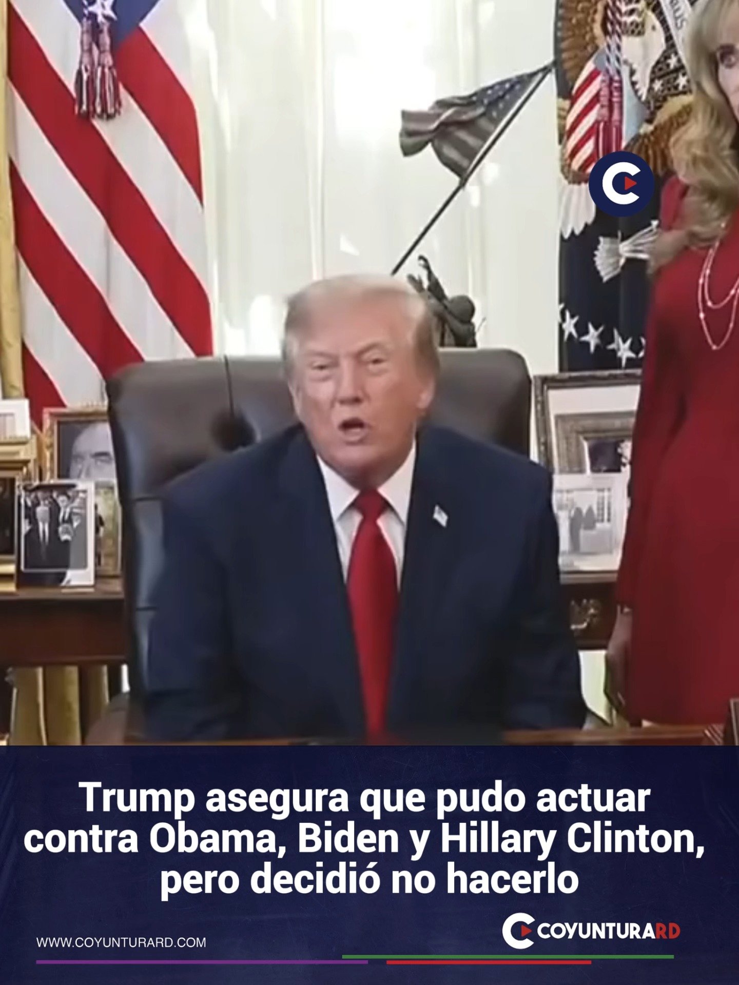 Donald Trump durante declaraciones ofrecidas en el Despacho Oval.